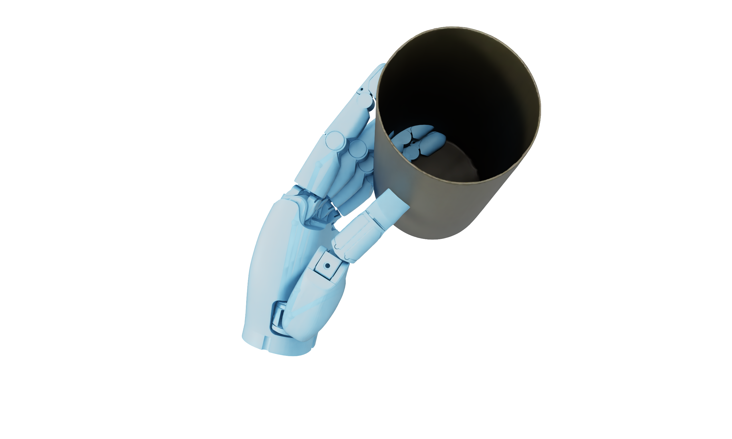 Retargeted fingers penetrating the cup wall